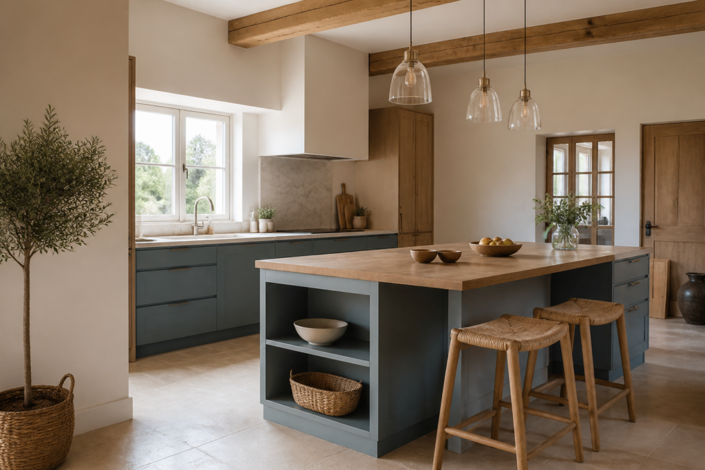 Cuisine moderne avec murs clairs récemment peints en Gironde