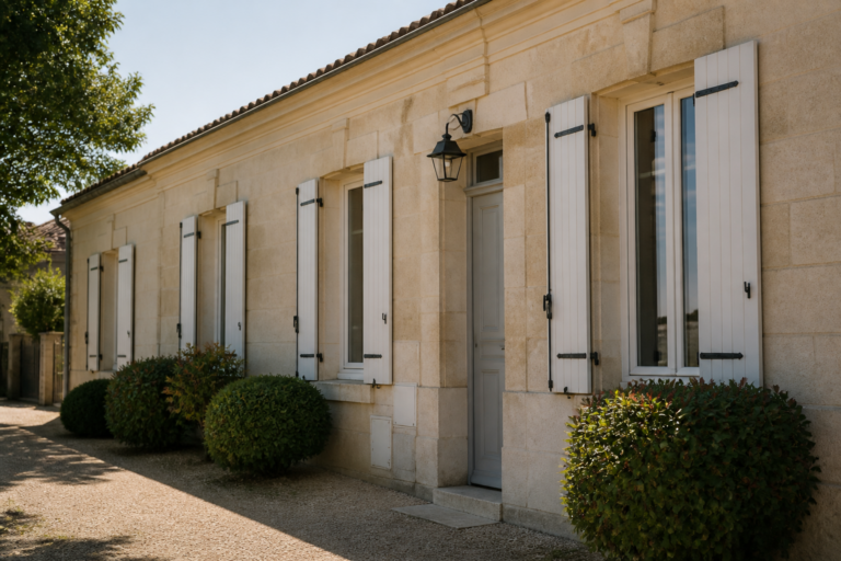 Façade girondine peinte en ton pierre avec préparation visible