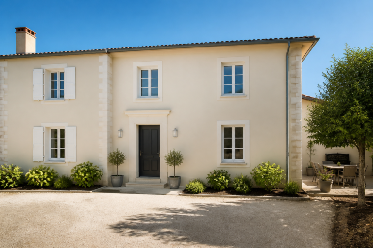 Façade de maison en Gironde avec peinture façade professionnelle récente