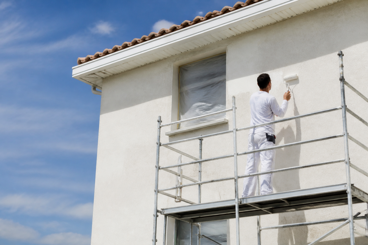 Peinture façade extérieure plastifiée en Gironde chantier propre