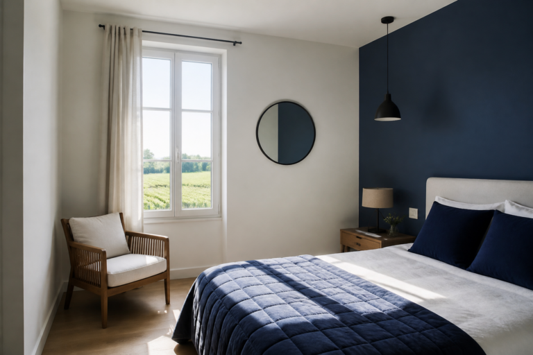 Chambre avec deux couleurs de peinture murale en Gironde