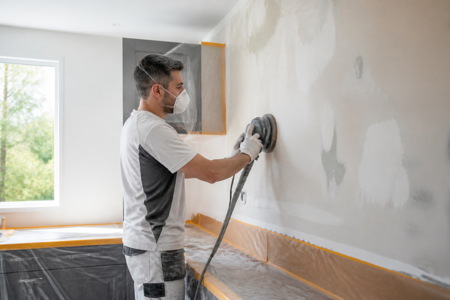 Préparation du mur pour peinture intérieure cuisine en Gironde
