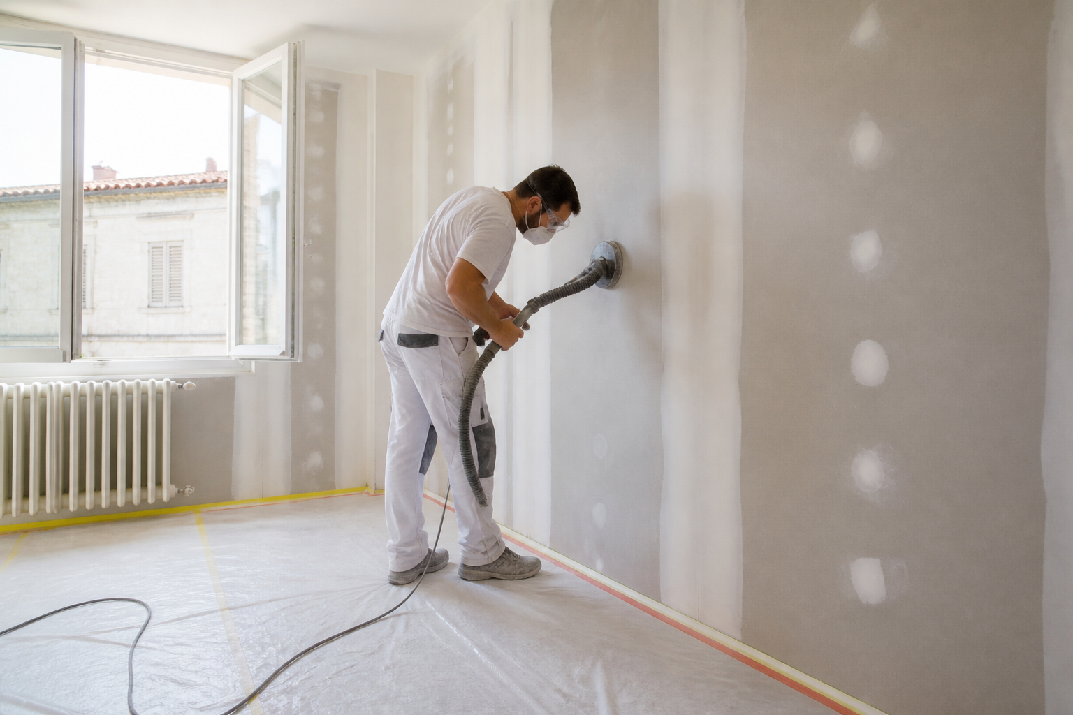 Préparation support peinture placo maison neuve en Gironde