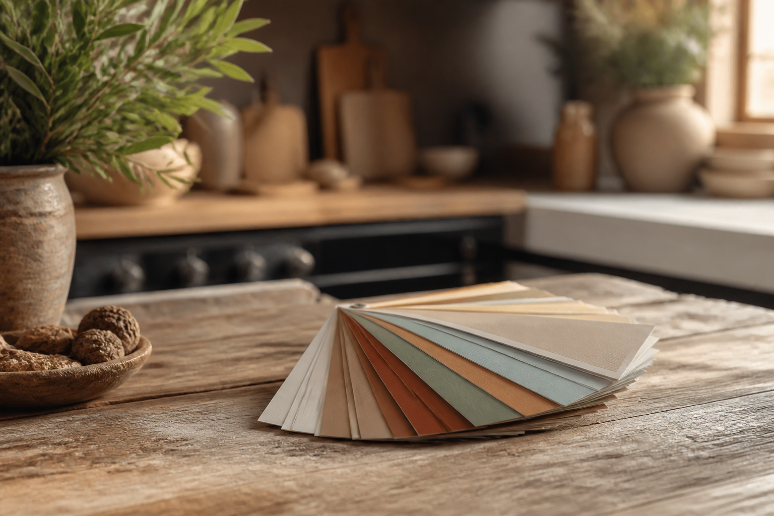 Nuancier de couleurs pour peinture cuisine rustique