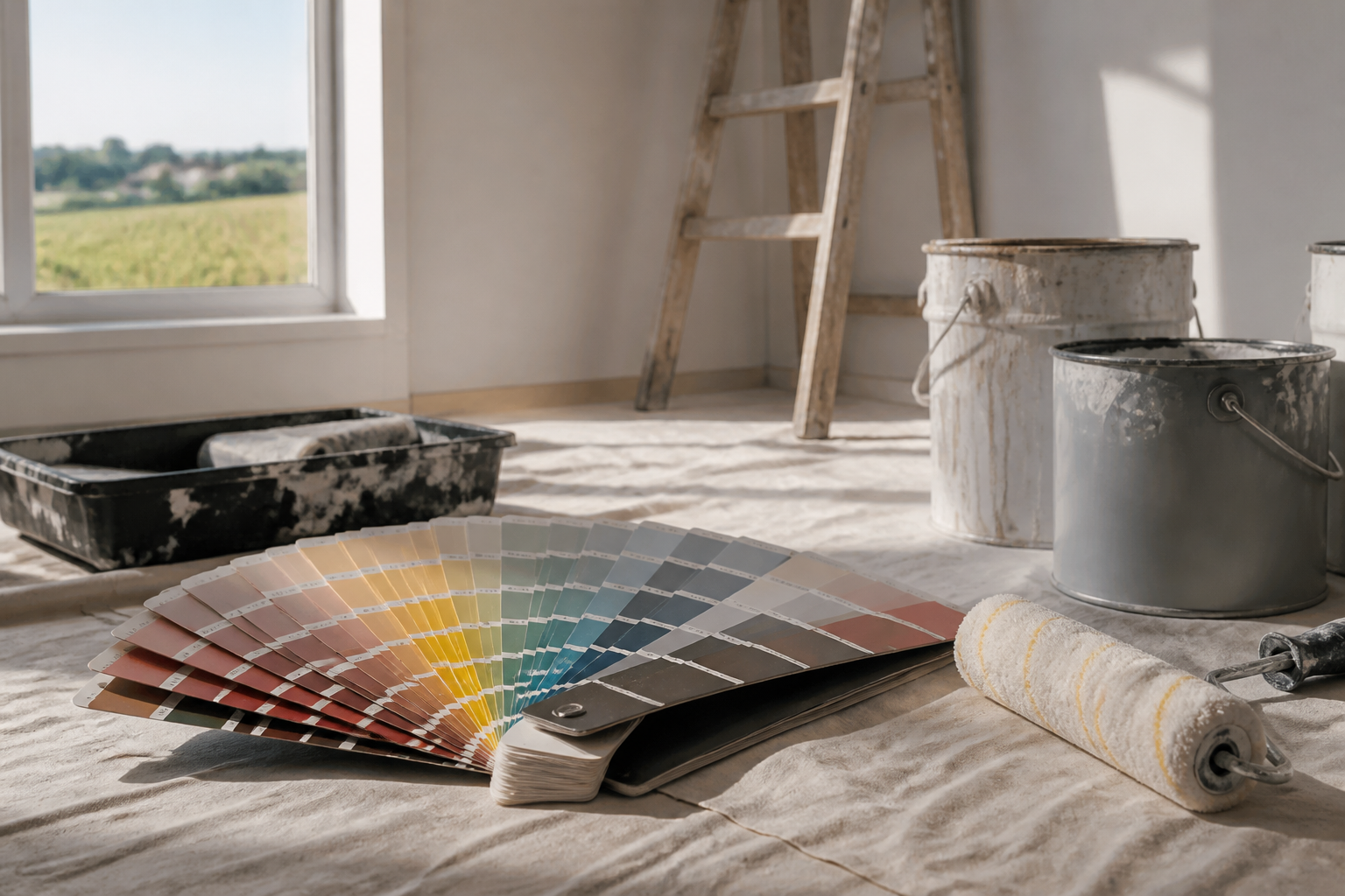Nuanciers de couleurs pour choix de peinture, chantier en Gironde