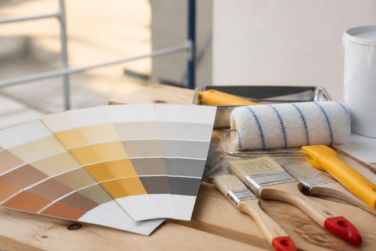 Nuancier couleurs peinture pour façades extérieure avec outils de peinture
