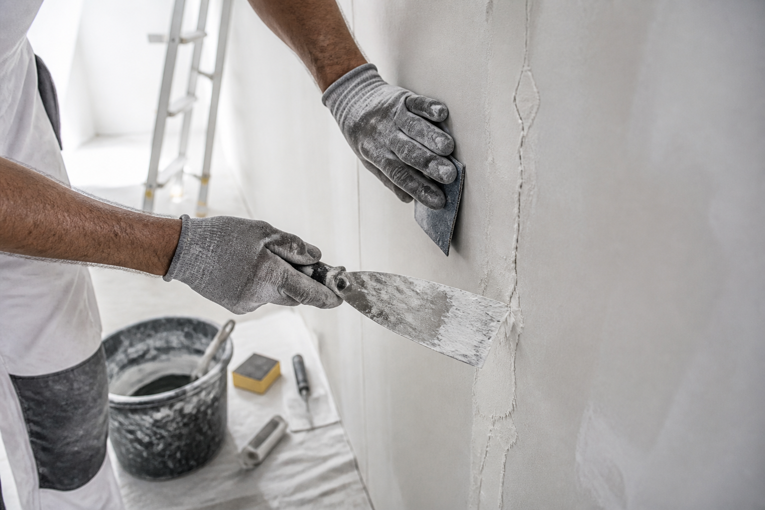 Préparation du mur intérieur avant peinture déco en Gironde