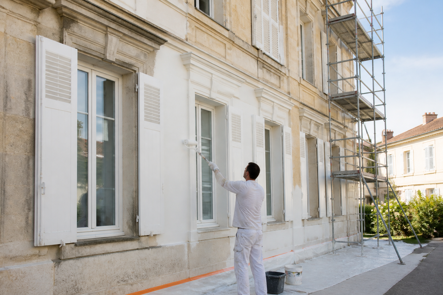 Travaux de rénovation peinture extérieure d’une façade en Gironde