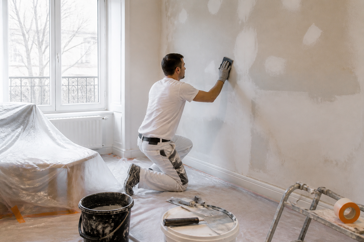 Préparation de support pour peinture intérieure par artisan en Gironde