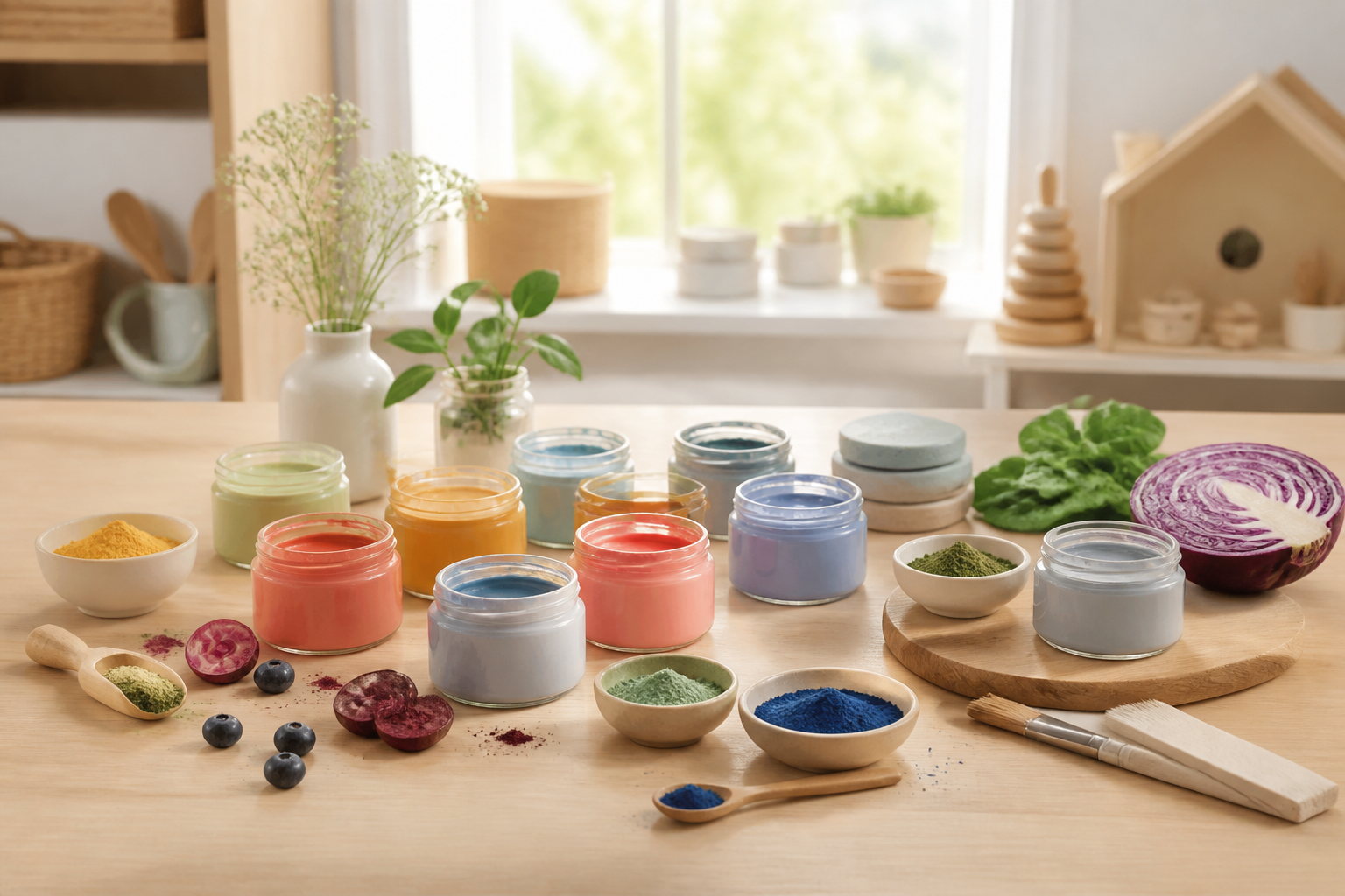 Ingrédients naturels pour peinture maison bébé écologique