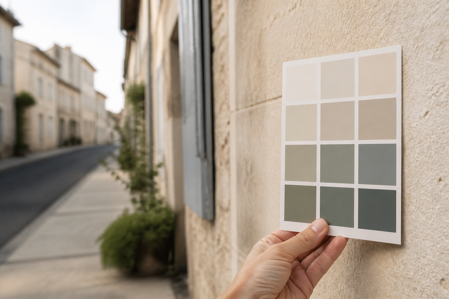 Nuancier peinture extérieure sur mur de maison en Gironde