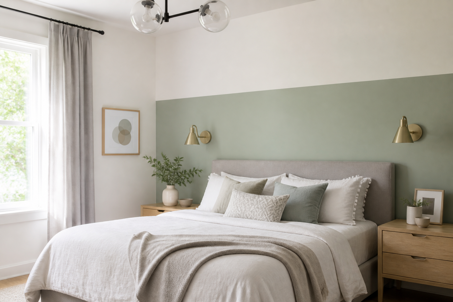 Peinture bicolore avec bandes horizontales dans une chambre