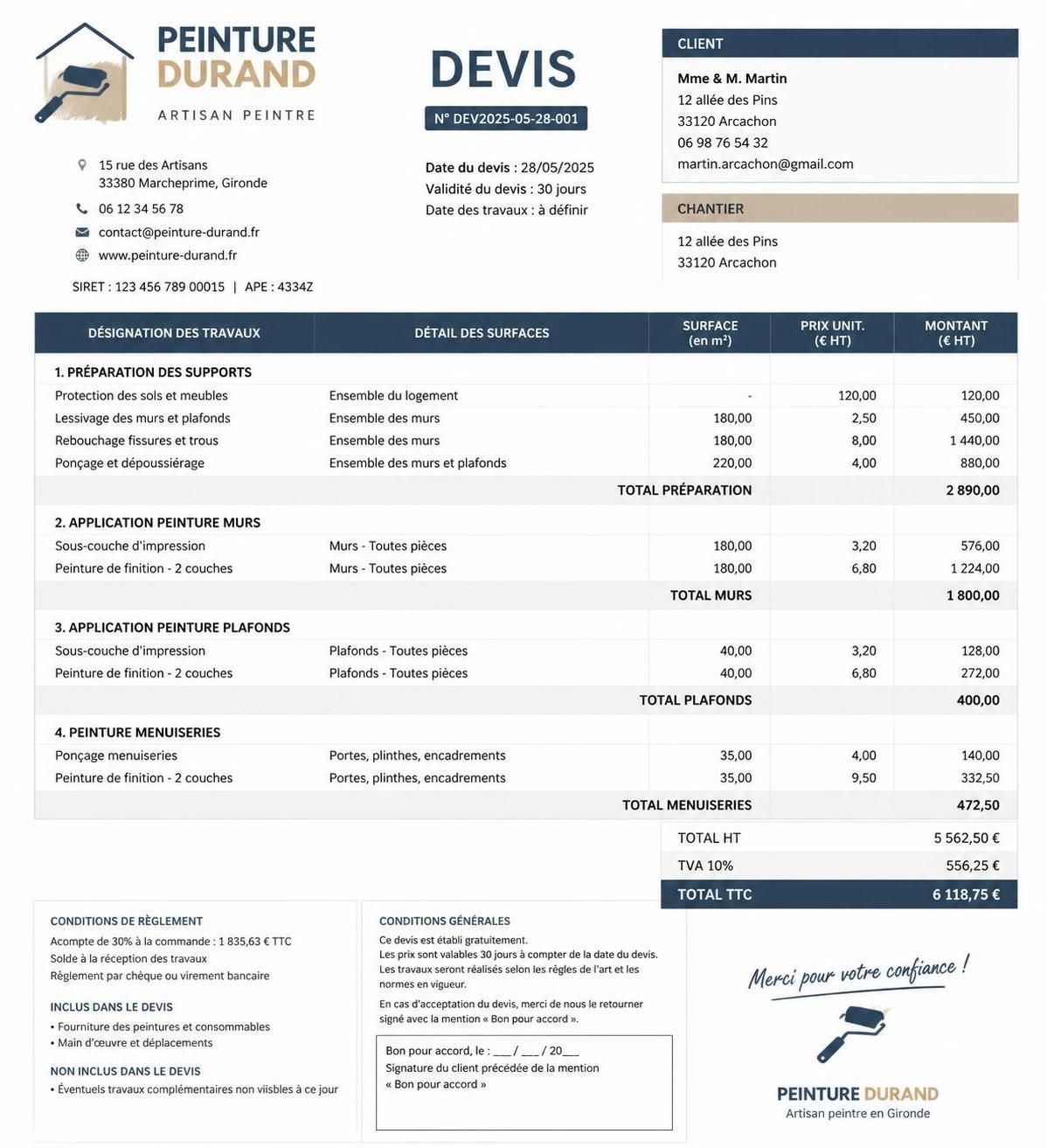 découvrez notre guide complet pour créer un modèle de devis peinture précis et détaillé, et maîtrisez l'estimation des coûts pour vos projets de rénovation.