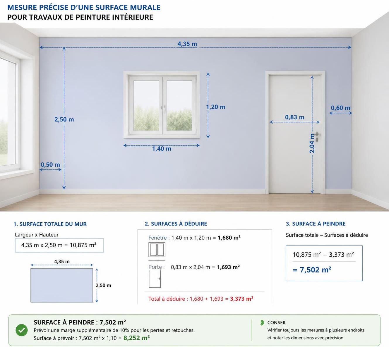 apprenez à calculer précisément la quantité de peinture nécessaire pour vos murs en fonction des mètres carrés, afin d'éviter le gaspillage et réussir vos travaux de rénovation.