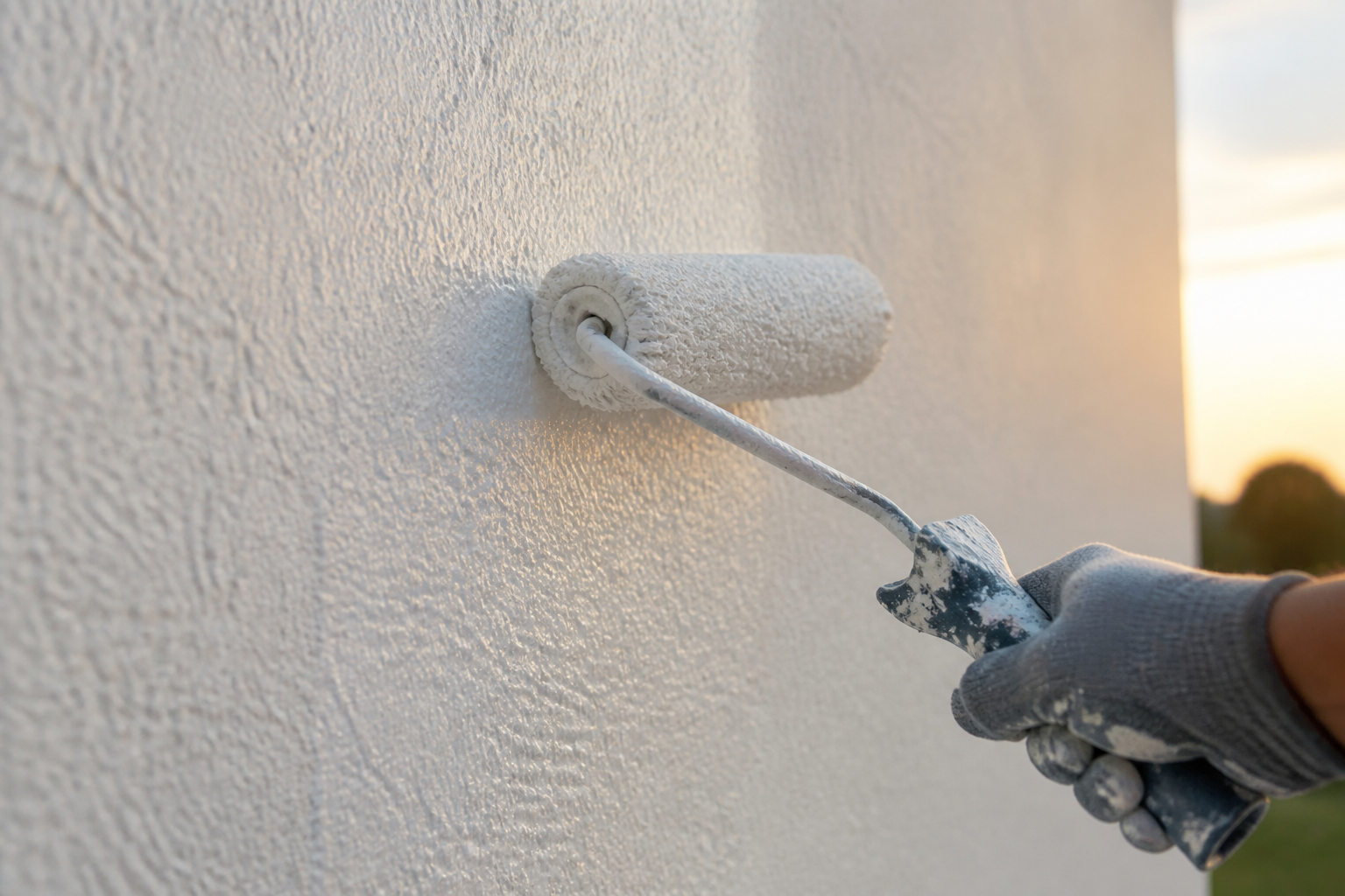 Application de peinture siloxane sur une façade extérieure dans le Sud-Ouest de la France