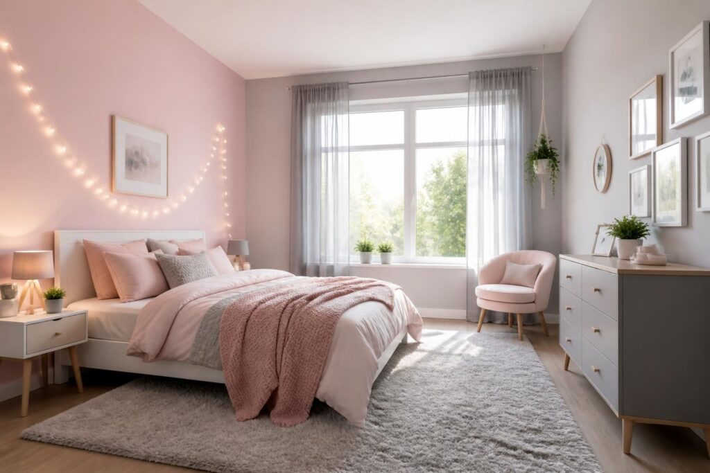 découvrez des idées et conseils pour peindre une chambre de fille en rose et gris, créant un décor à la fois doux et élégant, parfait pour un espace harmonieux et cosy.